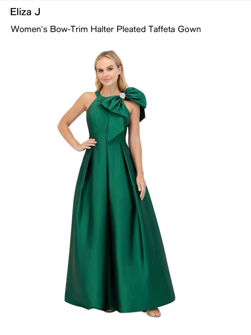 ❌❌Sold❌❌Eliza J Women's Bow-Trim Halter Pleated Taffeta Gown